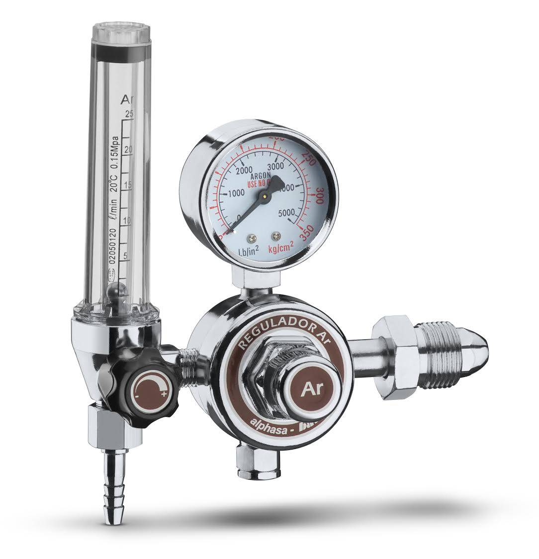 REGULADOR DE PRESSÃO PARA GÁS ARGÔNIO - C/ FLUXÔMETRO - LINHA INDUSTRIAL