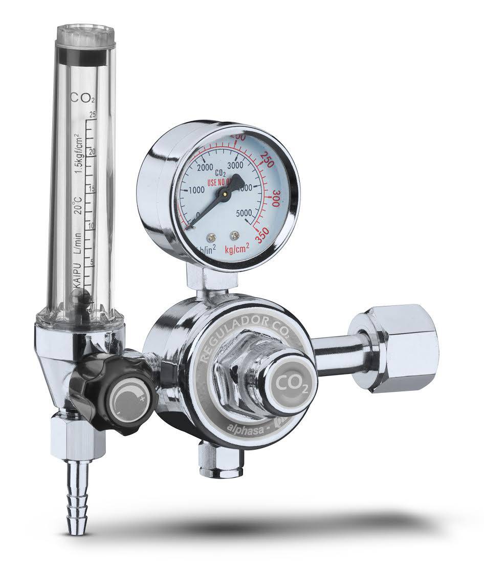 REGULADOR DE PRESSÃO PARA GÁS CARBÔNICO - C/ FLUXÔMETRO - LINHA INDUSTRIAL